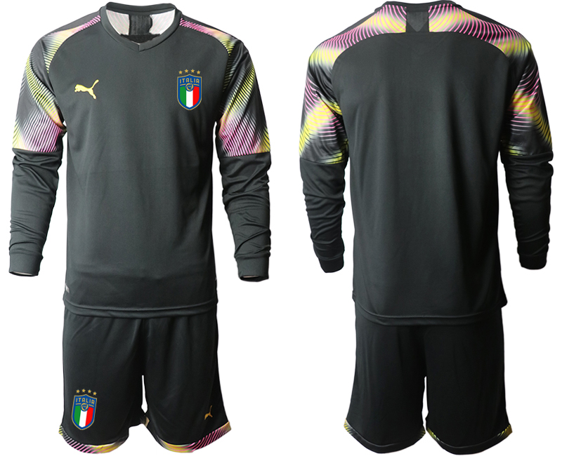Men 2021 European Cup Italy black goalkeeper Long sleeve soccer jerseys